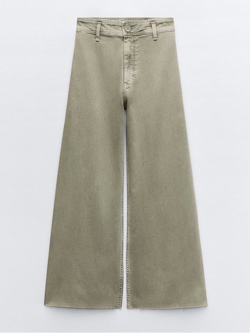 Zara size 6 Wide Leg High-Waist Jeans in Olive Green